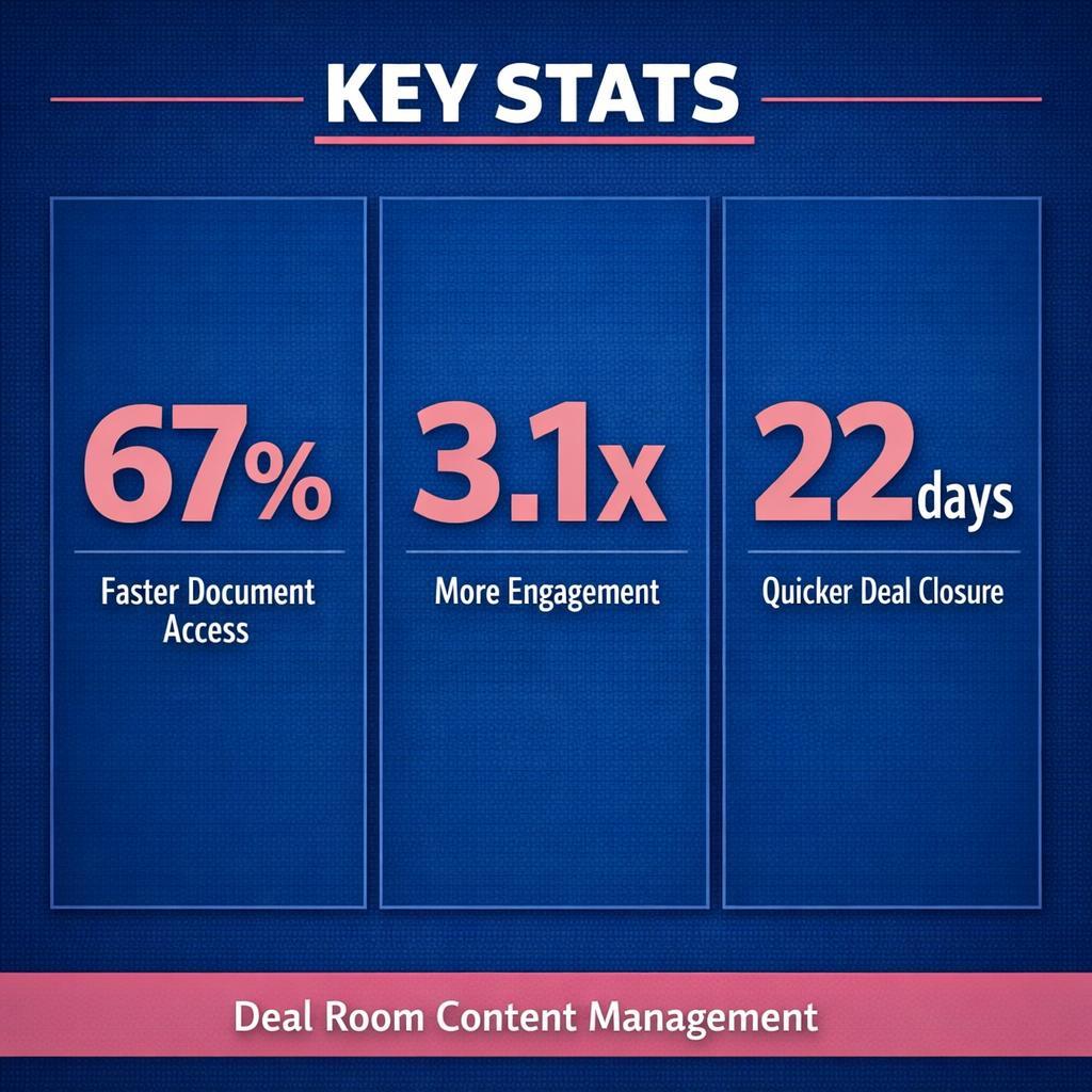 Deal Room Content Management — key stats, steps and framework infographic for B2B revenue teams | Revspire