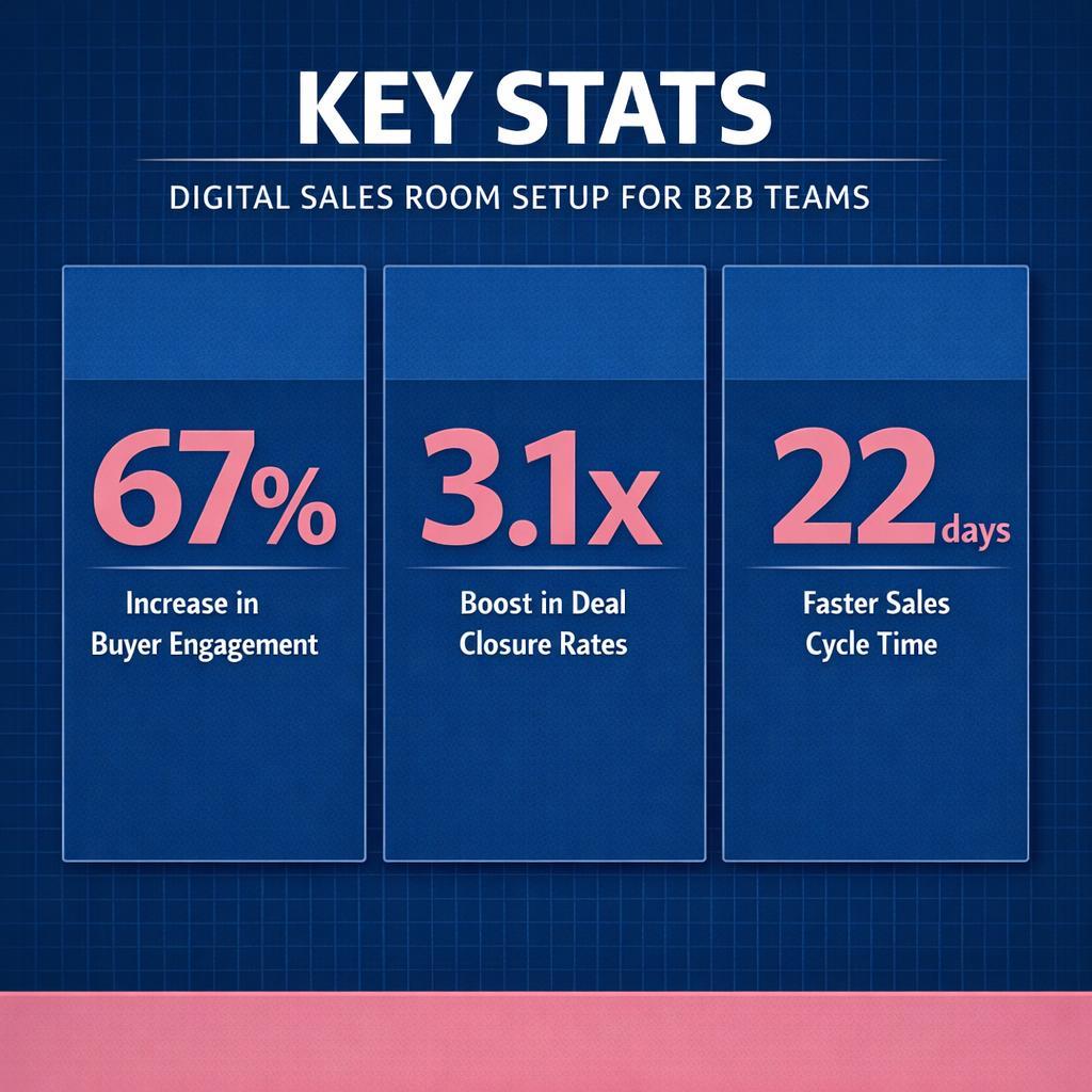 Digital Sales Room Setup — key stats, steps and framework infographic for B2B revenue teams | Revspire