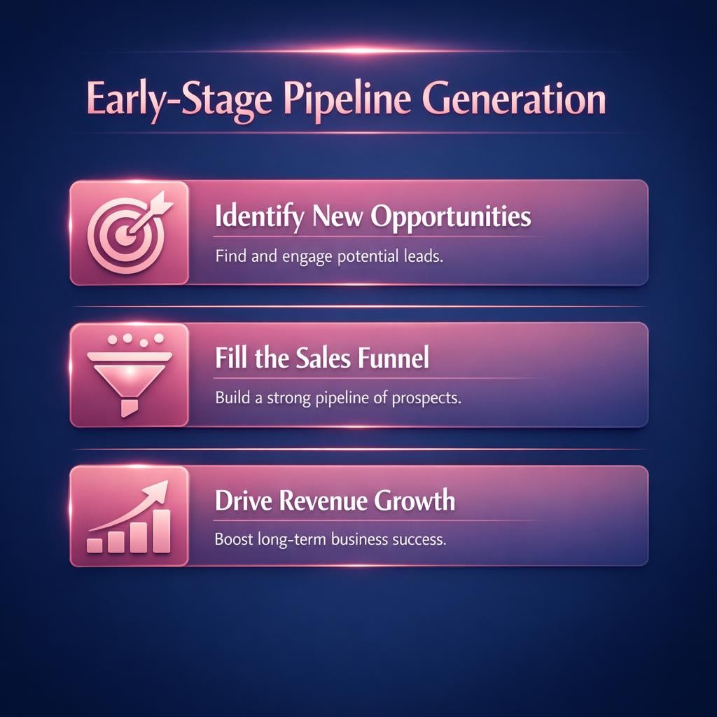 Early-Stage Pipeline Generation — key stats, steps and framework infographic for B2B revenue teams | Revspire