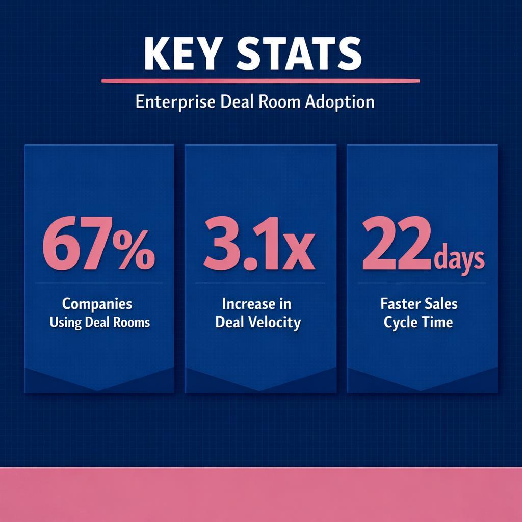 Enterprise Deal Room Adoption — key stats, steps and framework infographic for B2B revenue teams | Revspire