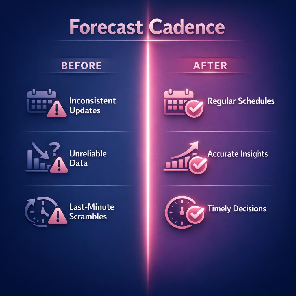 Forecast Cadence — key stats, steps and framework infographic for B2B revenue teams | Revspire