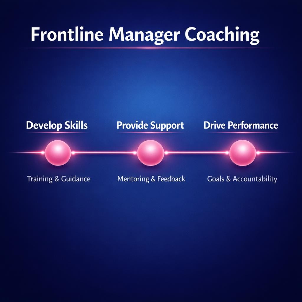 Frontline Manager Coaching — key stats, steps and framework infographic for B2B revenue teams | Revspire