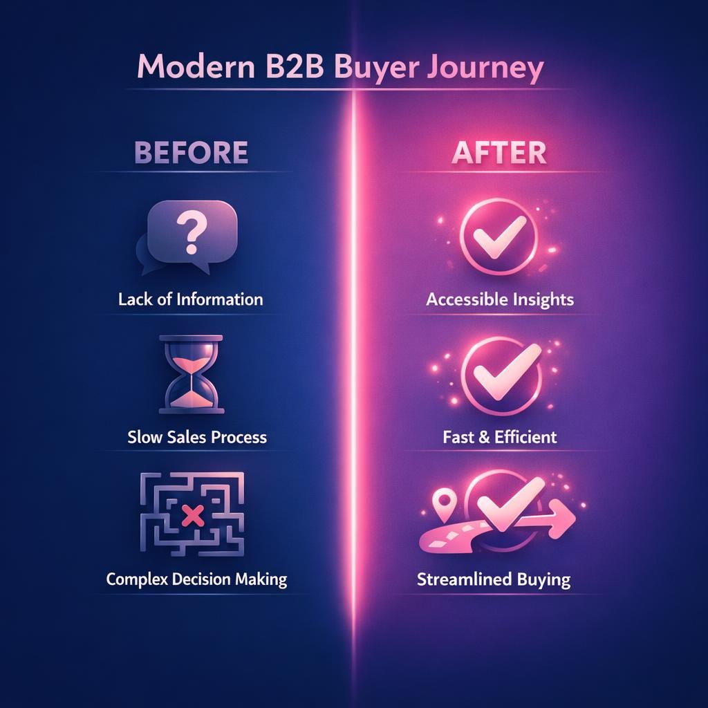 Modern B2B Buyer Journey — key stats, steps and framework infographic for B2B revenue teams | Revspire
