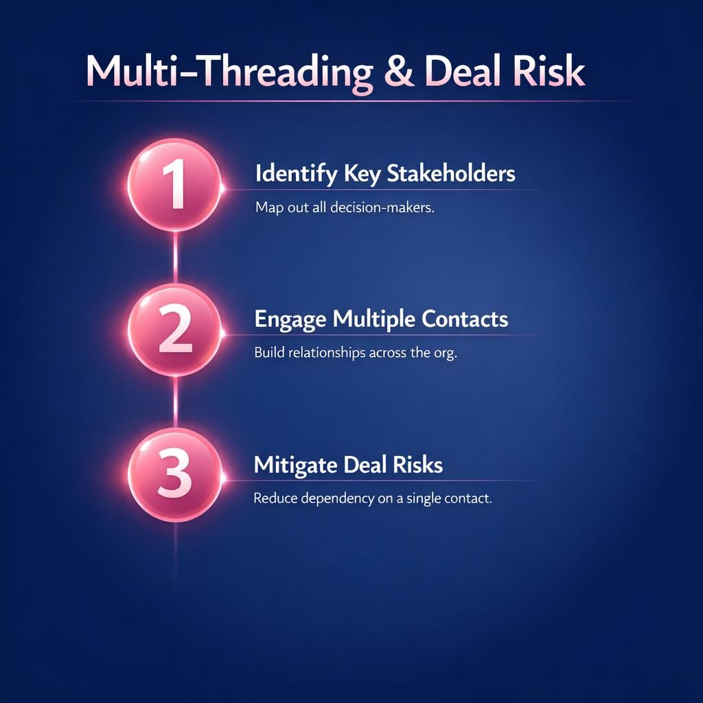 Multi-Threading and Deal Risk — key stats, steps and framework infographic for B2B revenue teams | Revspire