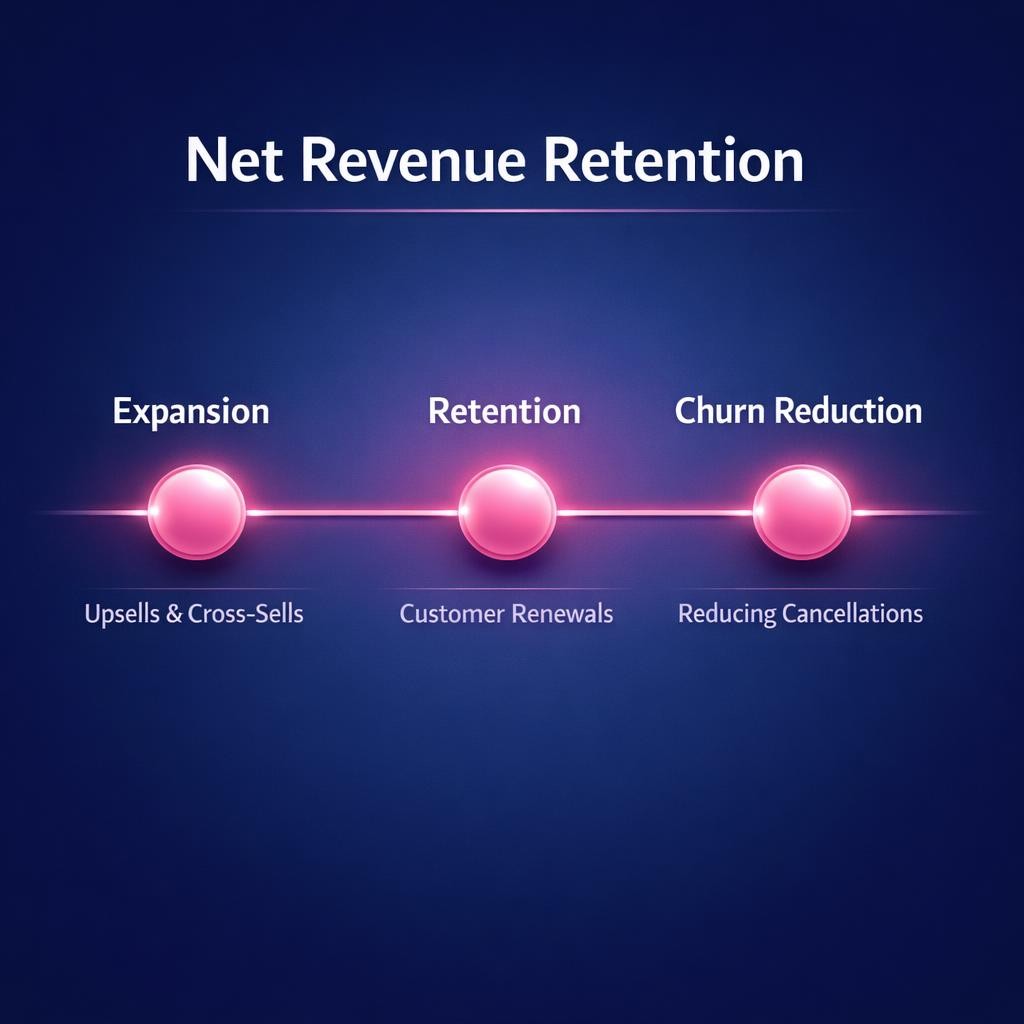 Net Revenue Retention — key stats, steps and framework infographic for B2B revenue teams | Revspire