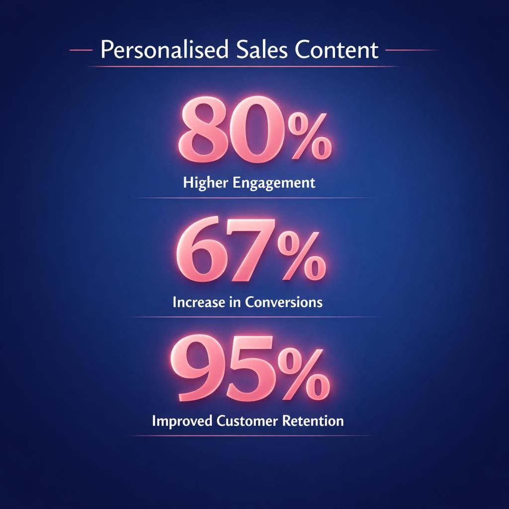Personalised Sales Content — key stats, steps and framework infographic for B2B revenue teams | Revspire