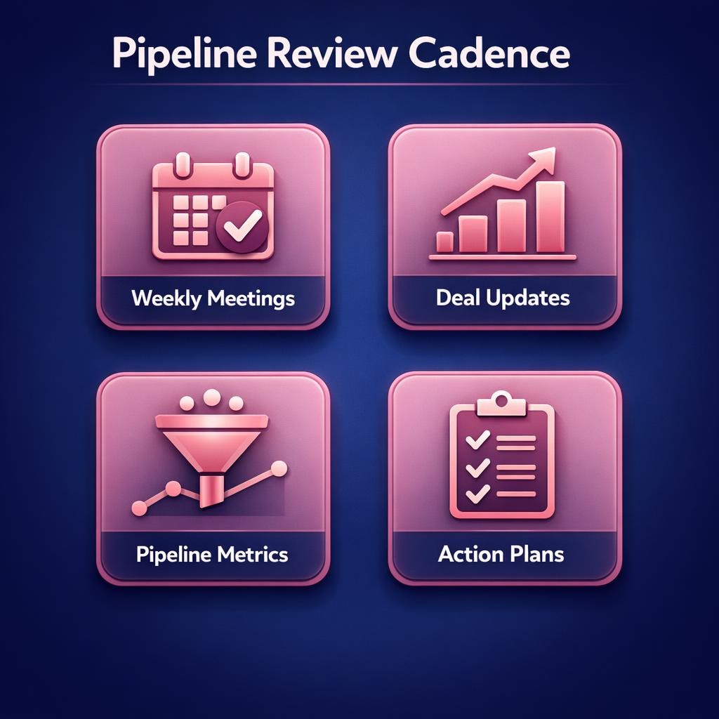 Pipeline Review Cadence — key stats, steps and framework infographic for B2B revenue teams | Revspire