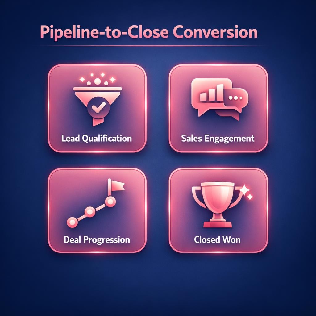 Pipeline-to-Close Conversion — key stats, steps and framework infographic for B2B revenue teams | Revspire