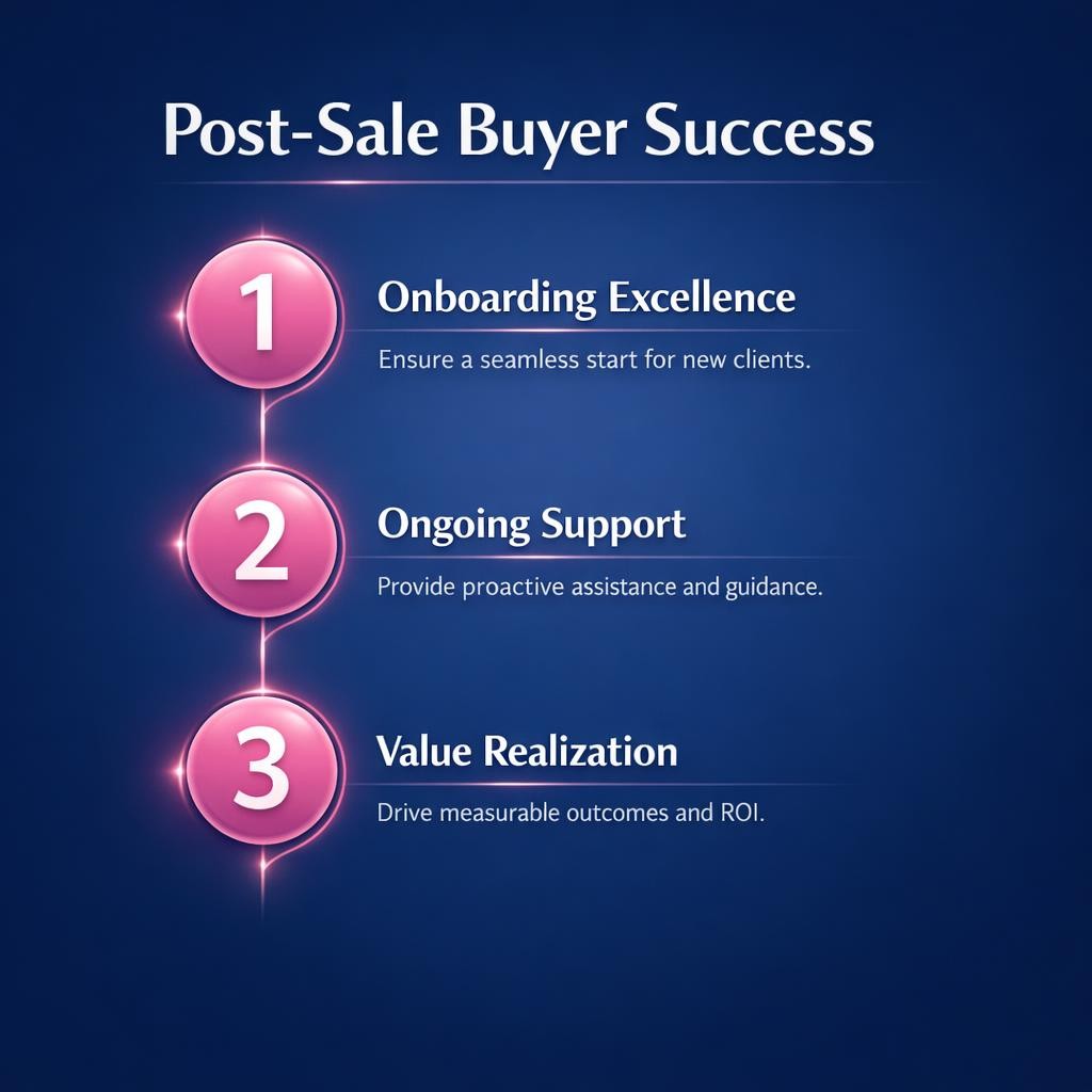 Post-Sale Buyer Success — key stats, steps and framework infographic for B2B revenue teams | Revspire