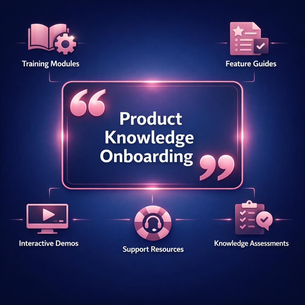 Product Knowledge Onboarding — key stats, steps and framework infographic for B2B revenue teams | Revspire