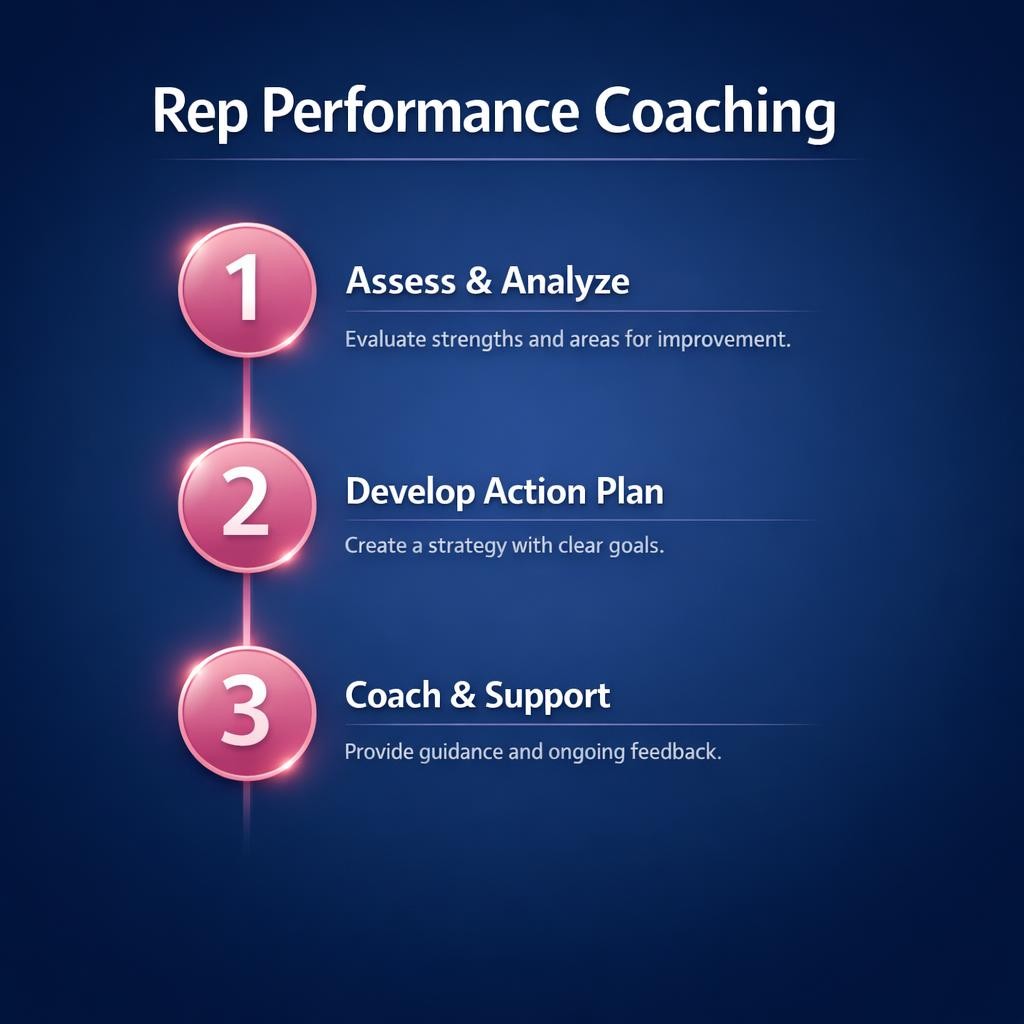 Rep Performance Coaching — key stats, steps and framework infographic for B2B revenue teams | Revspire