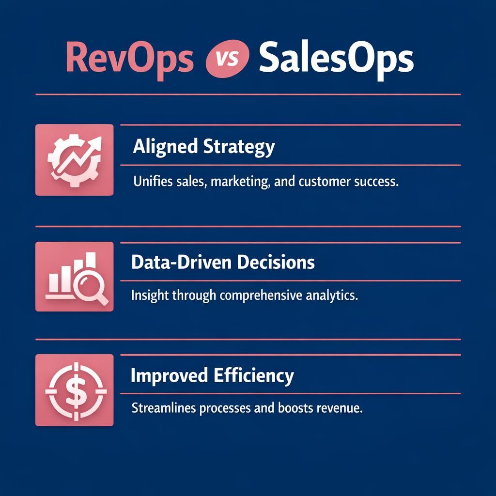 RevOps vs SalesOps — key stats, steps and framework infographic for B2B revenue teams | Revspire