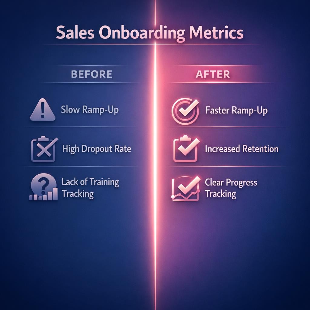Sales Onboarding Metrics — key stats, steps and framework infographic for B2B revenue teams | Revspire