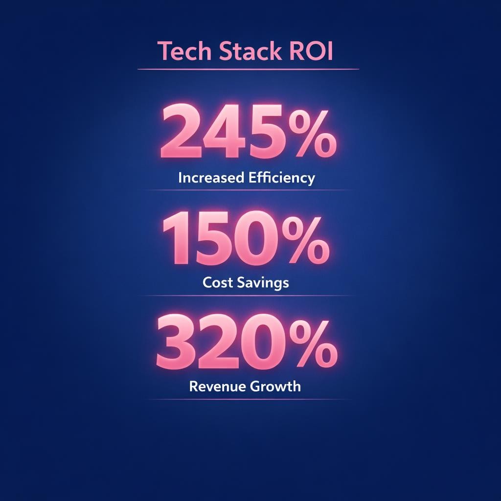Tech Stack ROI — key stats, steps and framework infographic for B2B revenue teams | Revspire