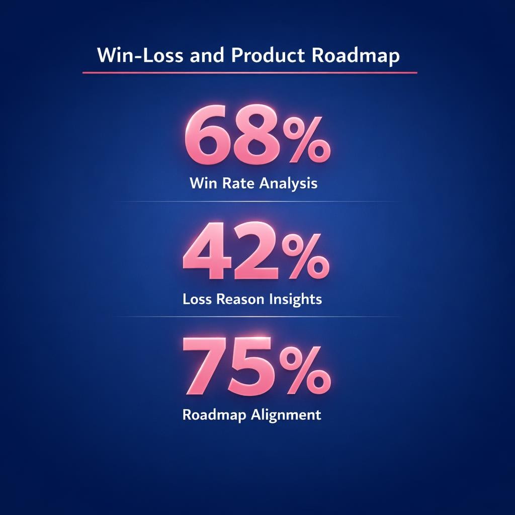 Win-Loss and Product Roadmap — key stats, steps and framework infographic for B2B revenue teams | Revspire