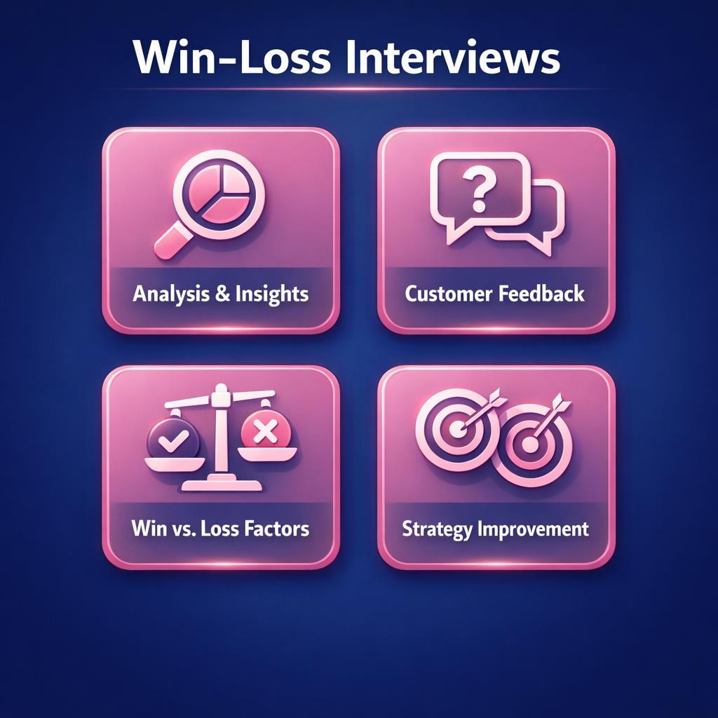 Win-Loss Interviews — key stats, steps and framework infographic for B2B revenue teams | Revspire