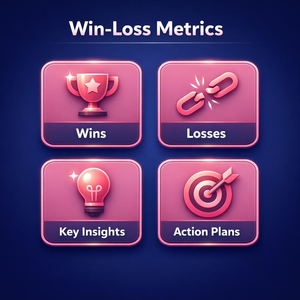 Win-Loss Metrics — key stats, steps and framework infographic for B2B revenue teams | Revspire