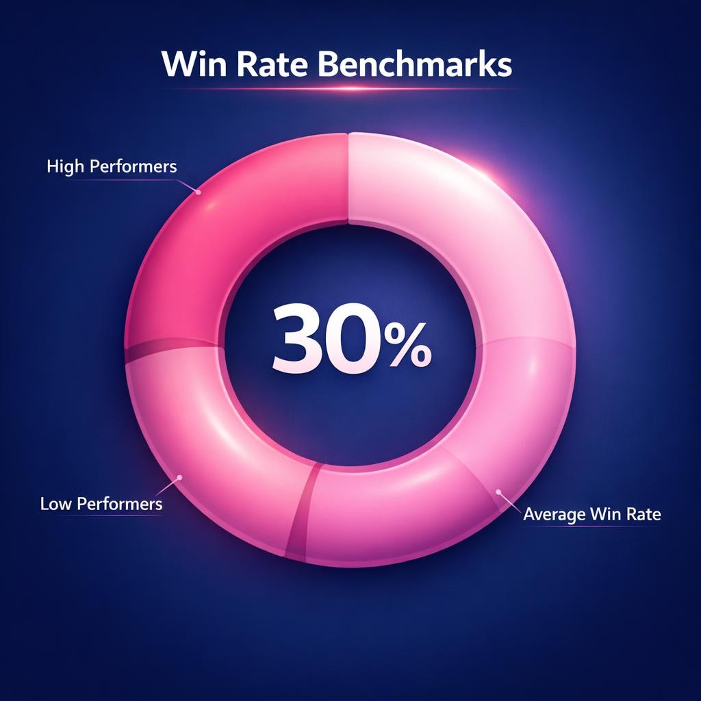 Win Rate Benchmarks — key stats, steps and framework infographic for B2B revenue teams | Revspire