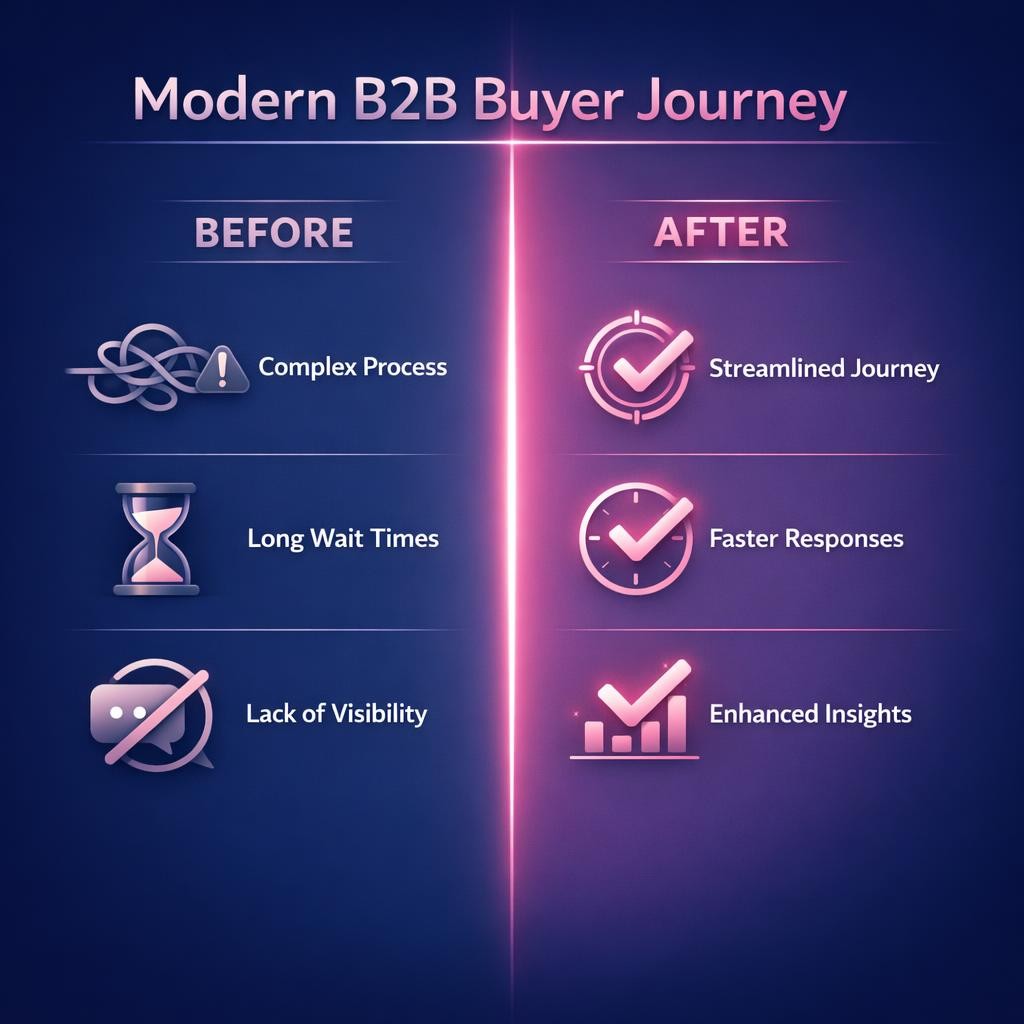 Modern B2B Buyer Journey — key stats, steps and framework infographic for B2B revenue teams | Revspire