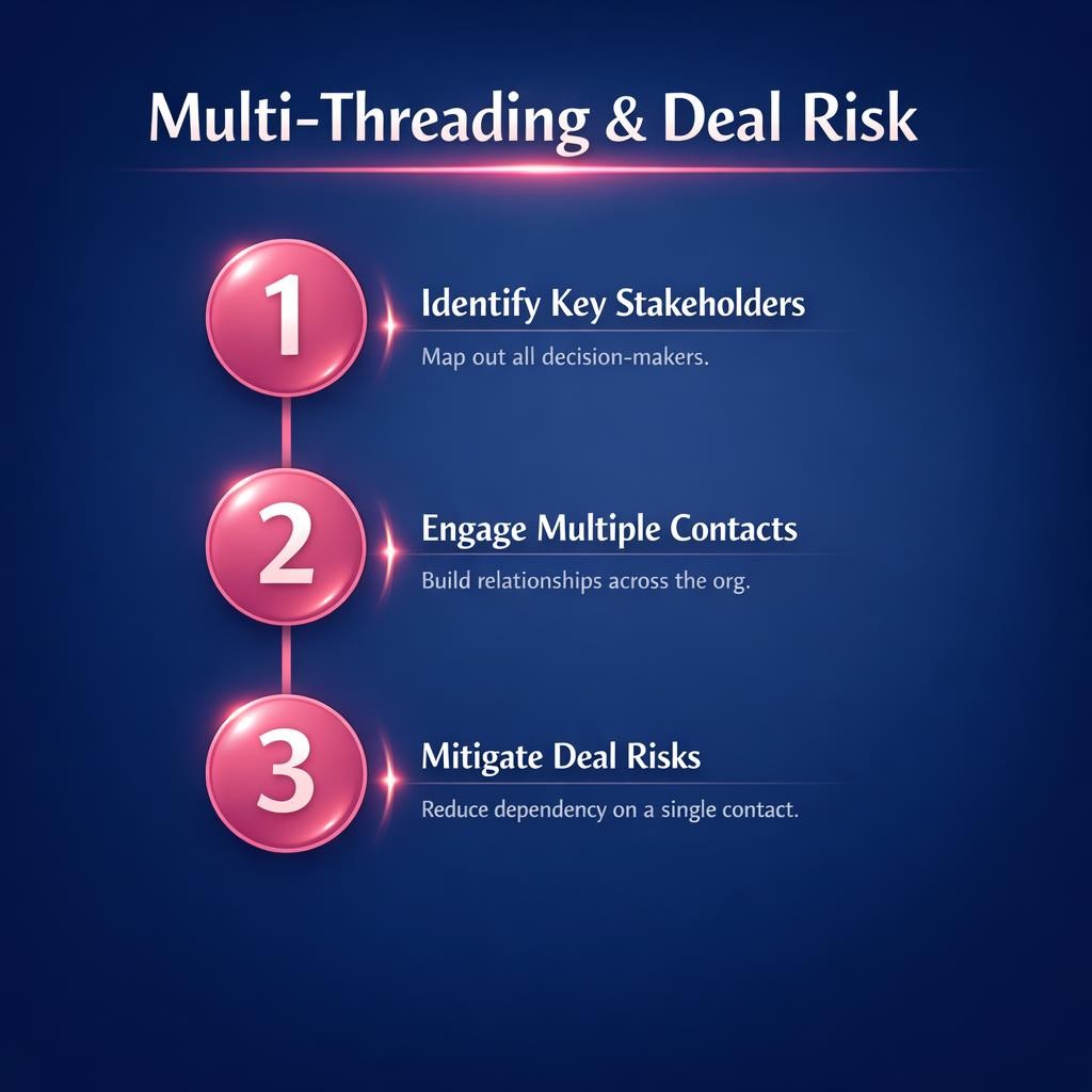 Multi-Threading and Deal Risk — key stats, steps and framework infographic for B2B revenue teams | Revspire