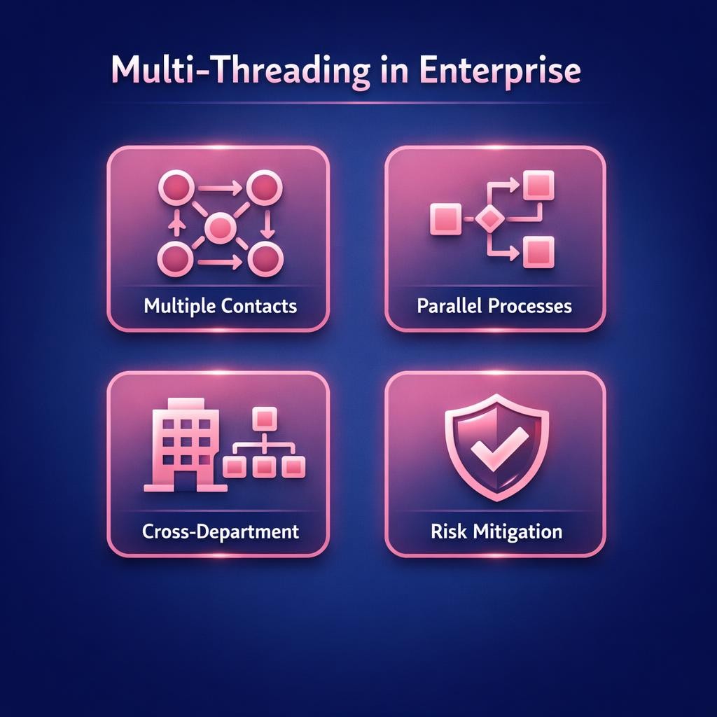Multi-Threading in Enterprise — key stats, steps and framework infographic for B2B revenue teams | Revspire