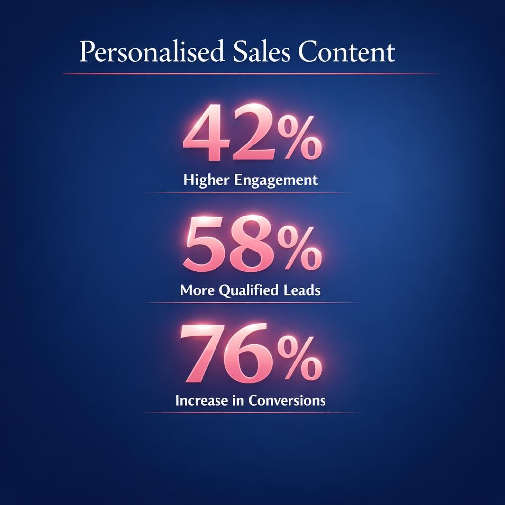 Personalised Sales Content — key stats, steps and framework infographic for B2B revenue teams | Revspire