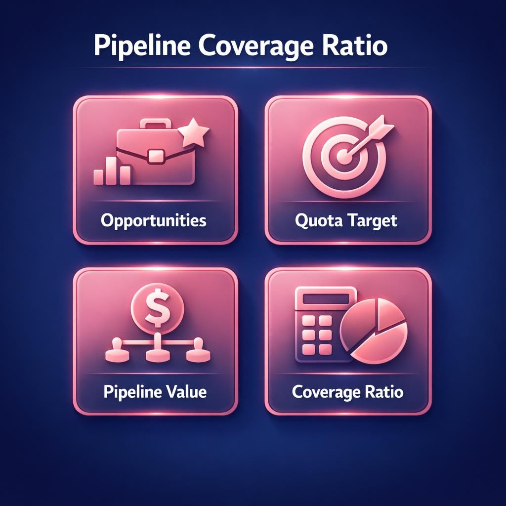Pipeline Coverage Ratio — key stats, steps and framework infographic for B2B revenue teams | Revspire