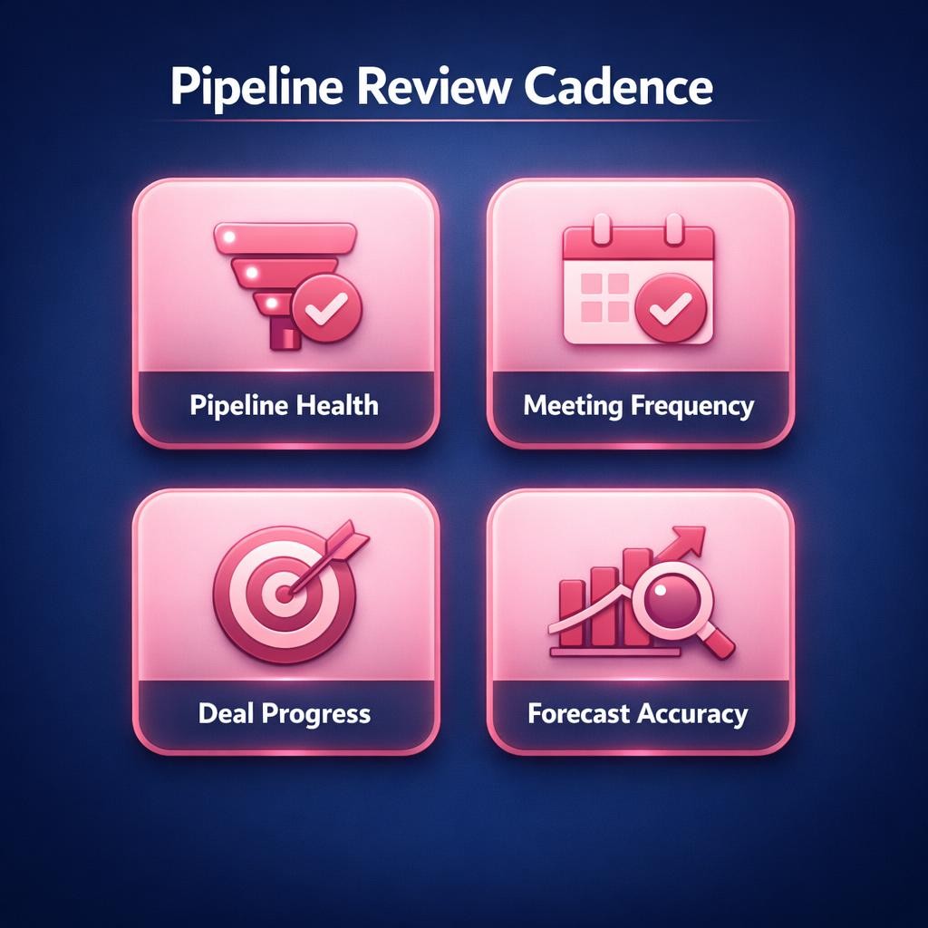 Pipeline Review Cadence — key stats, steps and framework infographic for B2B revenue teams | Revspire