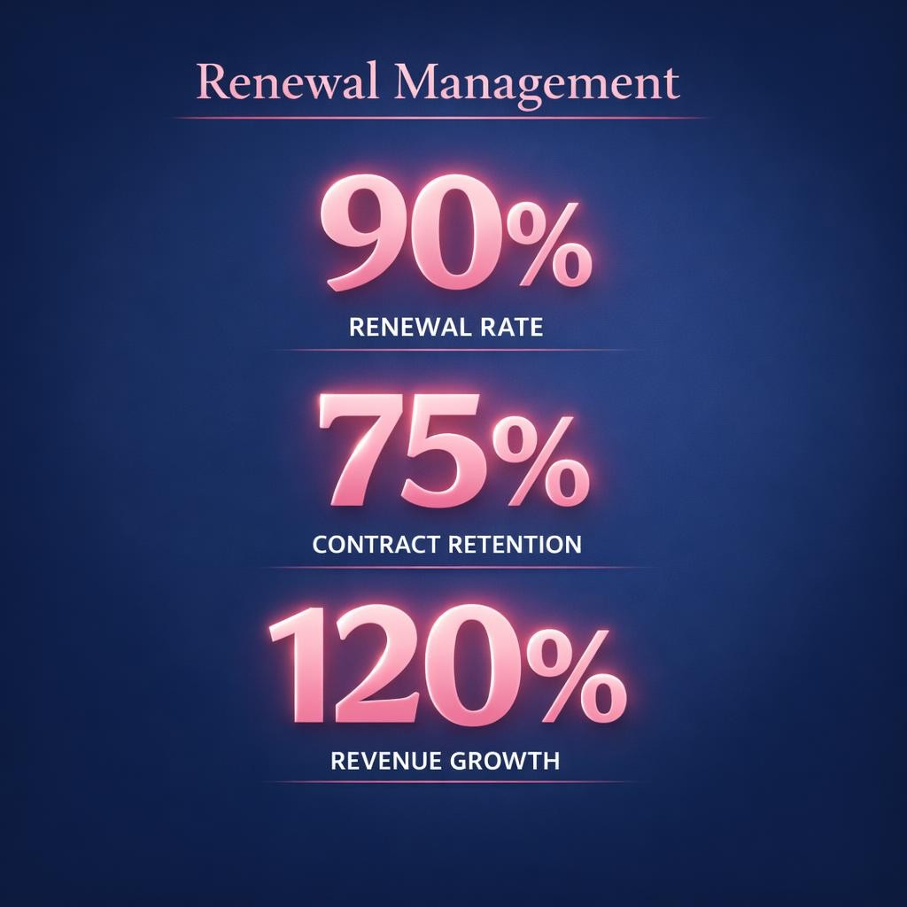 Renewal Management — key stats, steps and framework infographic for B2B revenue teams | Revspire