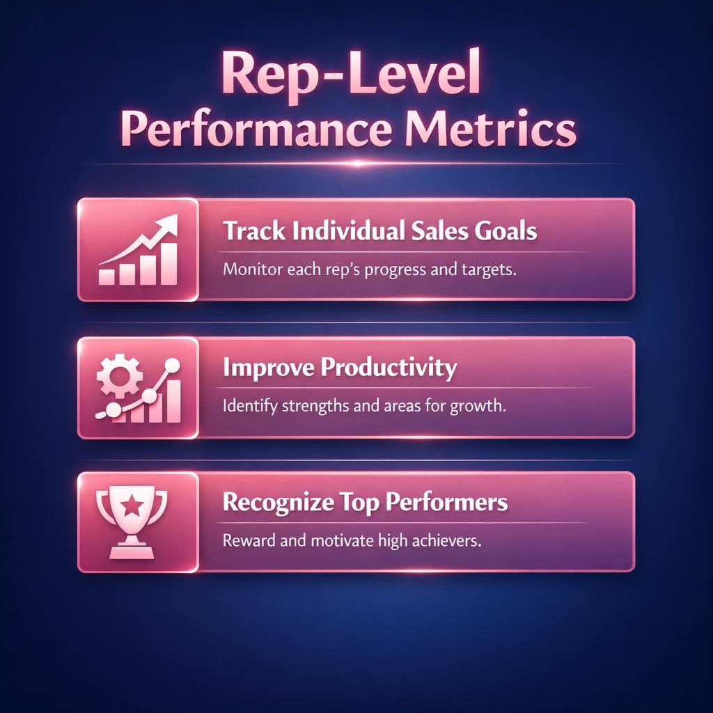 Rep-Level Performance Metrics — key stats, steps and framework infographic for B2B revenue teams | Revspire
