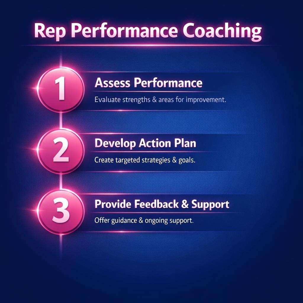 Rep Performance Coaching — key stats, steps and framework infographic for B2B revenue teams | Revspire
