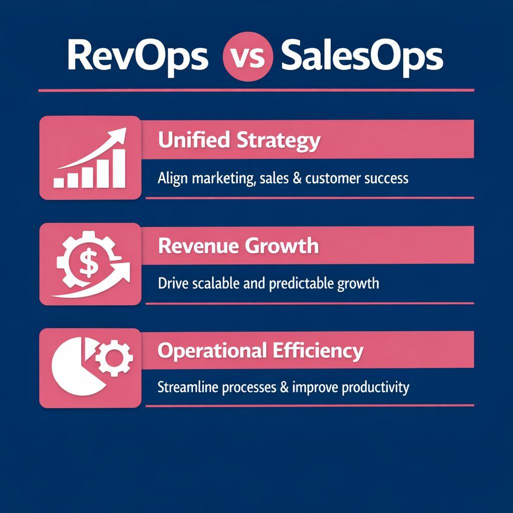 RevOps vs SalesOps — key stats, steps and framework infographic for B2B revenue teams | Revspire