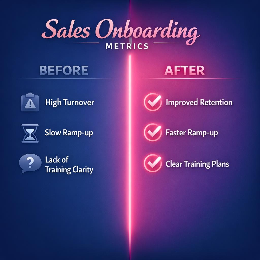 Sales Onboarding Metrics — key stats, steps and framework infographic for B2B revenue teams | Revspire