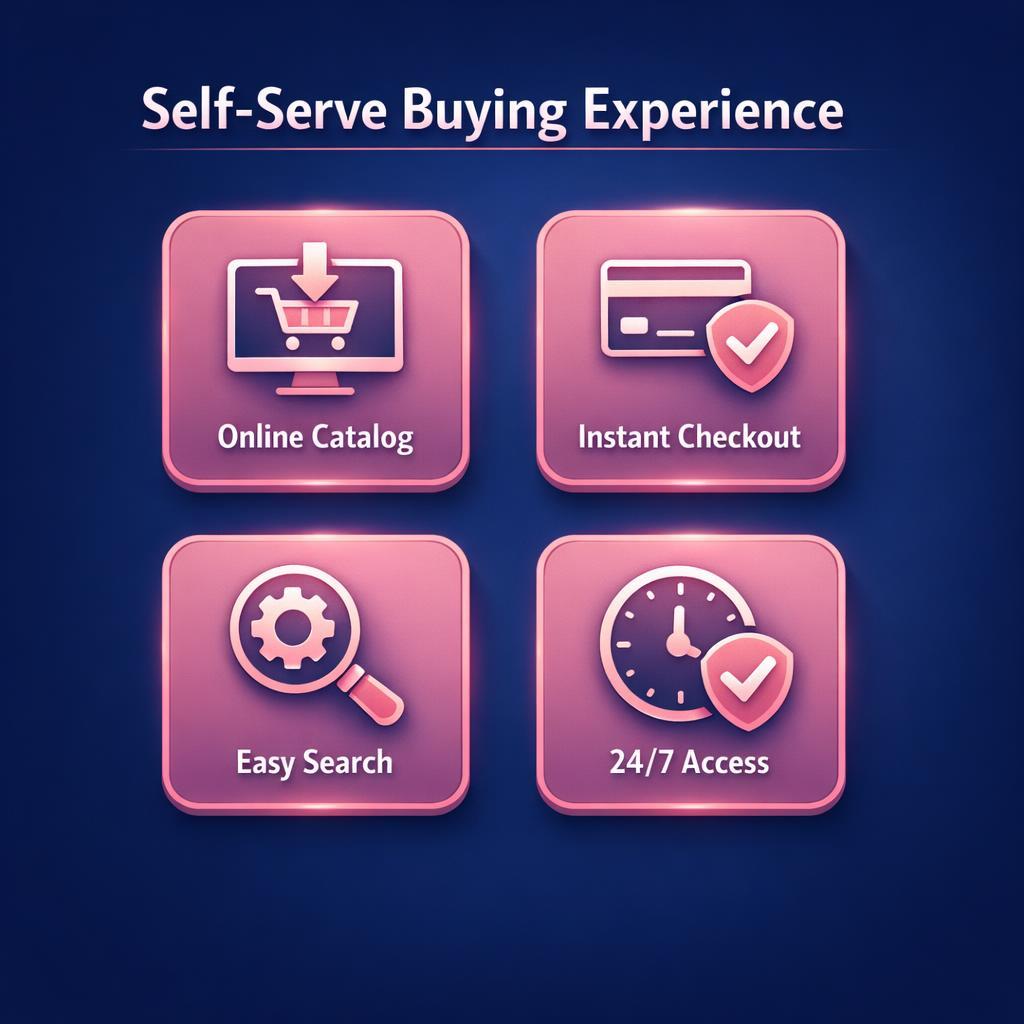 Self-Serve Buying Experience — key stats, steps and framework infographic for B2B revenue teams | Revspire