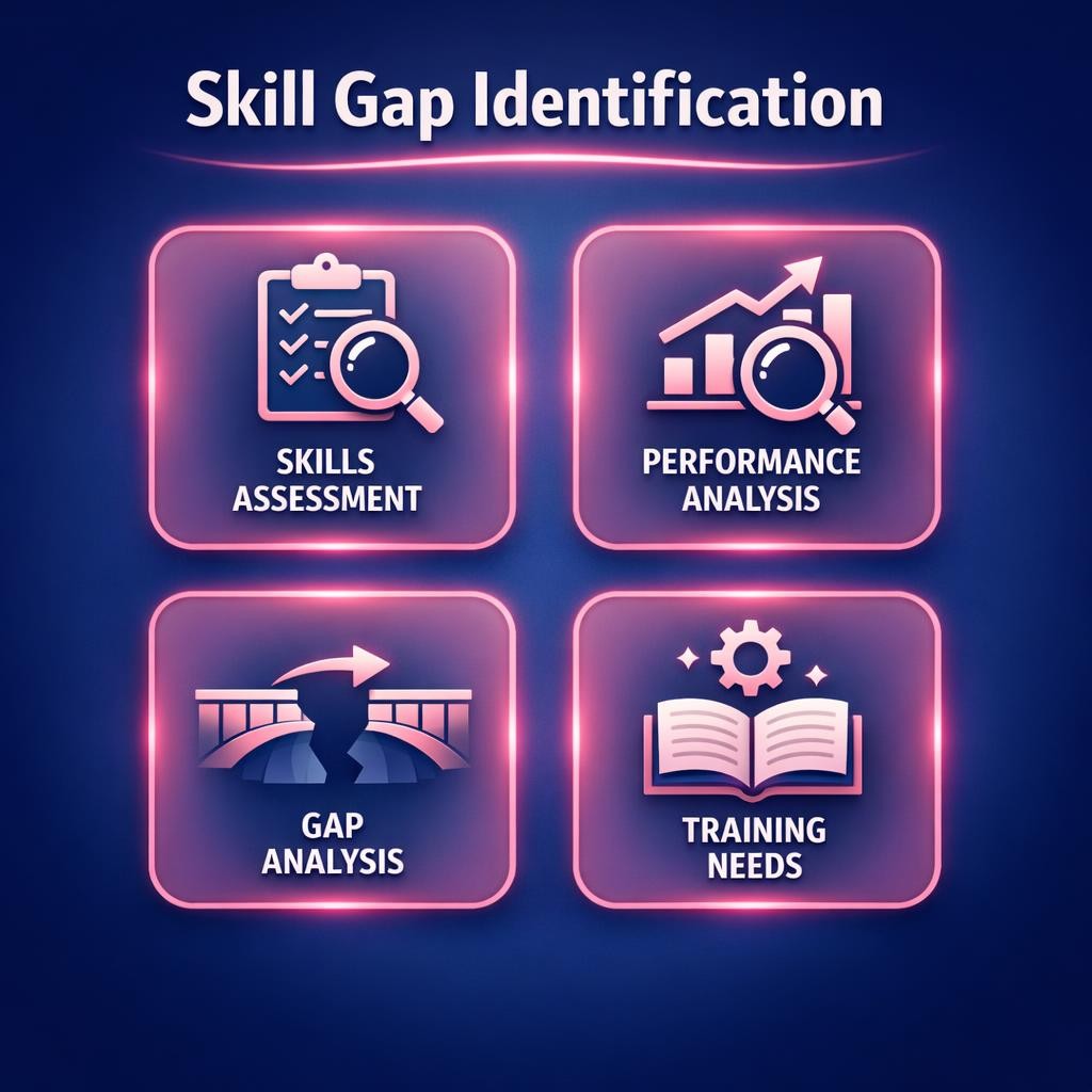 Skill Gap Identification — key stats, steps and framework infographic for B2B revenue teams | Revspire