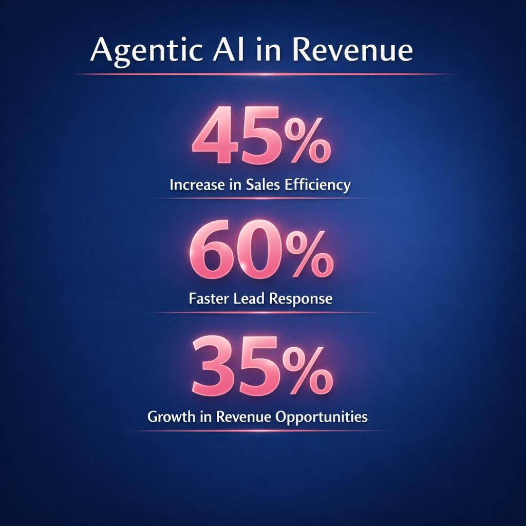 Agentic AI in Revenue — key stats, steps and framework infographic for B2B revenue teams | Revspire