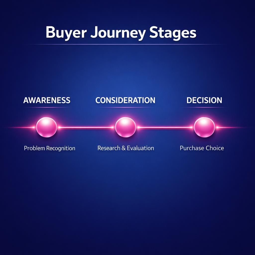 Buyer Journey Stages — key stats, steps and framework infographic for B2B revenue teams | Revspire