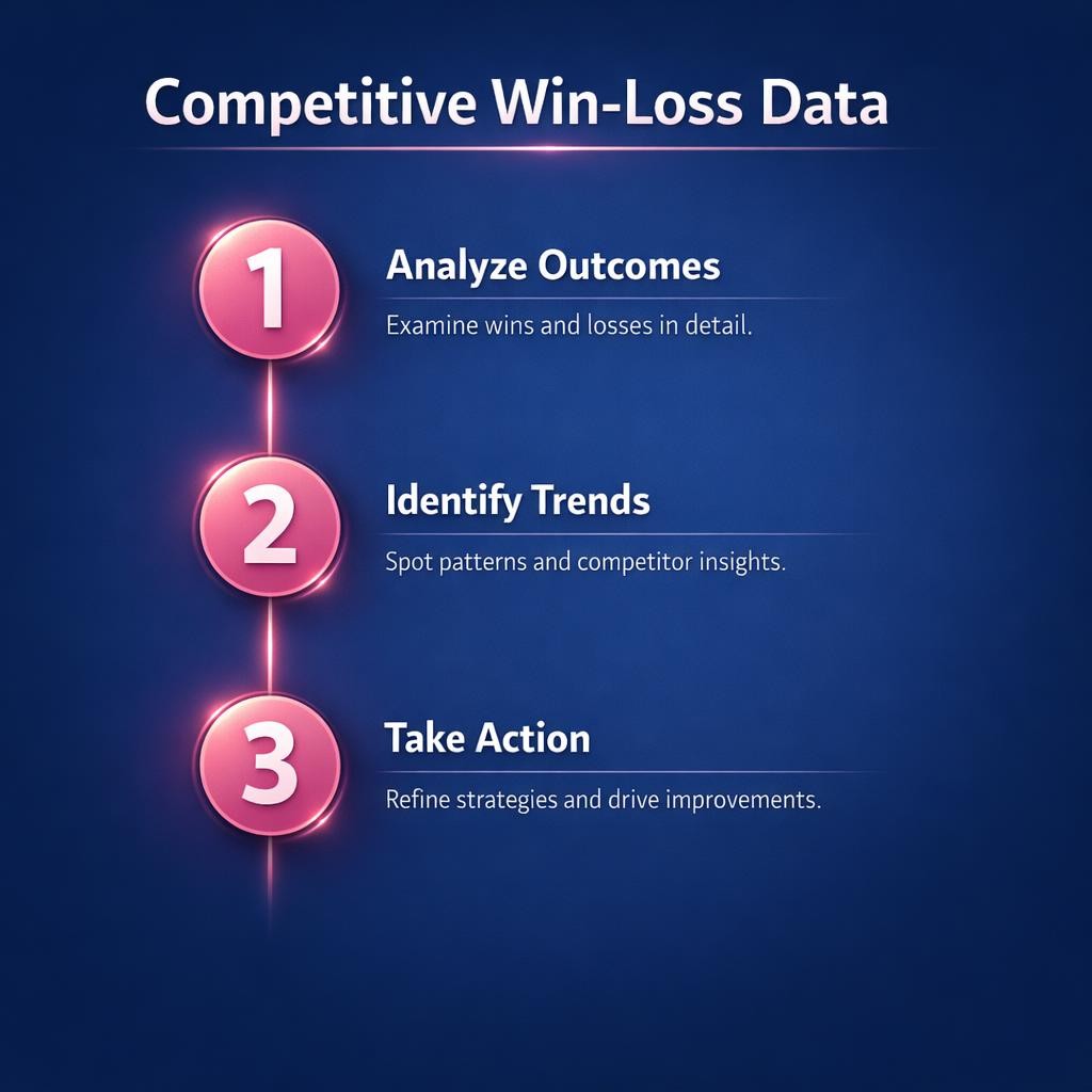 Competitive Win-Loss Data — key stats, steps and framework infographic for B2B revenue teams | Revspire