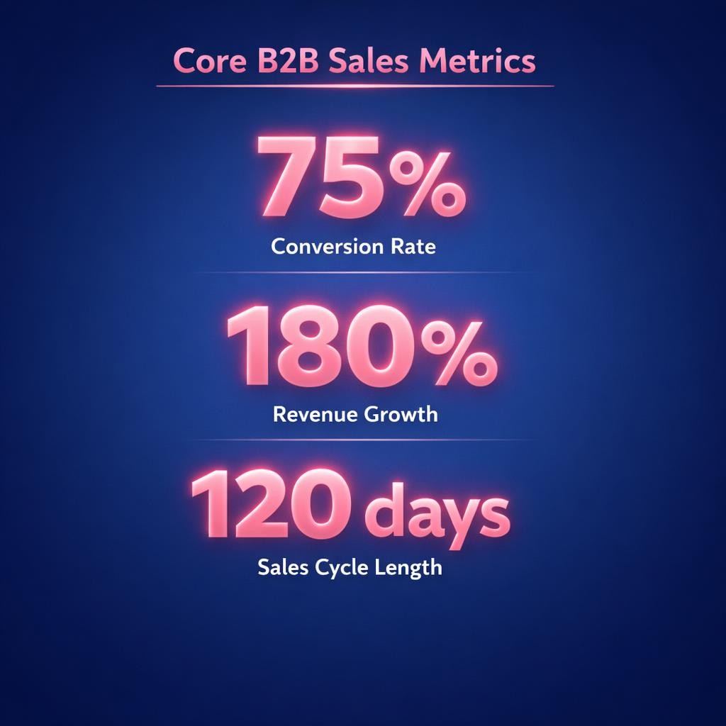 Core B2B Sales Metrics — key stats, steps and framework infographic for B2B revenue teams | Revspire