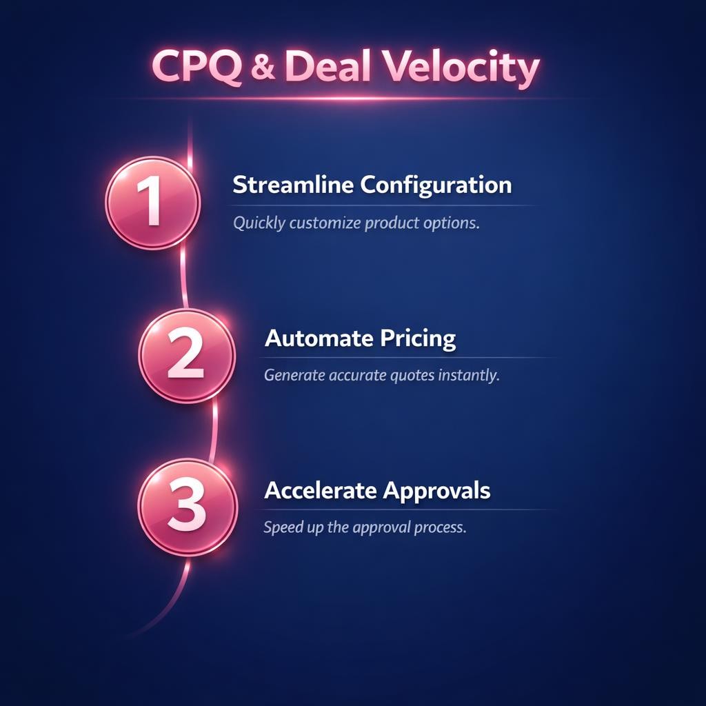 CPQ and Deal Velocity — key stats, steps and framework infographic for B2B revenue teams | Revspire