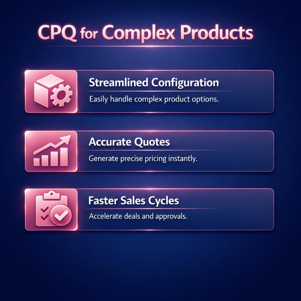 CPQ for Complex Products — key stats, steps and framework infographic for B2B revenue teams | Revspire