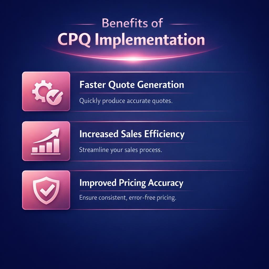 CPQ Implementation — key stats, steps and framework infographic for B2B revenue teams | Revspire