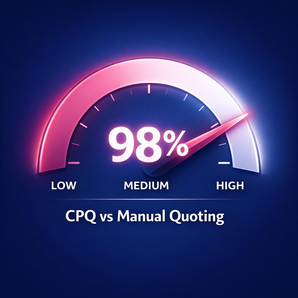 CPQ vs Manual Quoting — key stats, steps and framework infographic for B2B revenue teams | Revspire