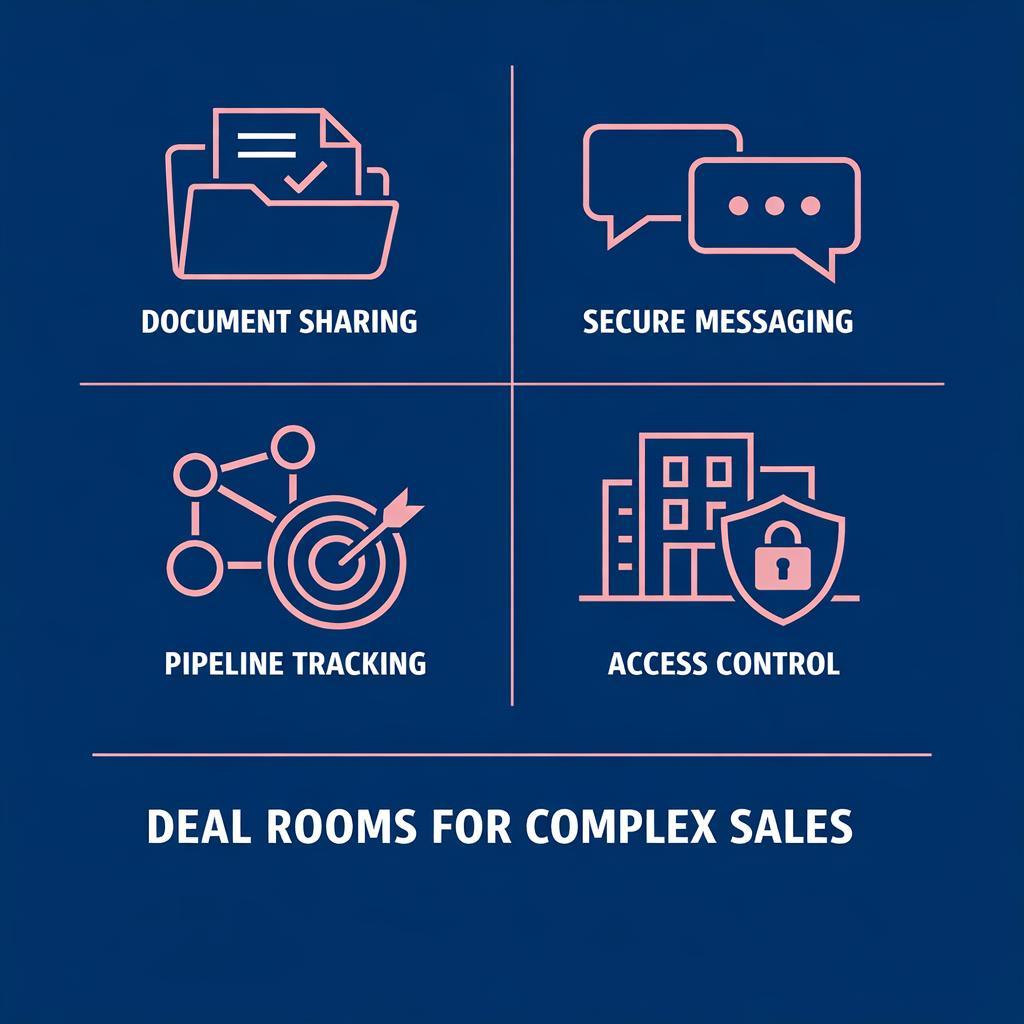 Deal Rooms for Complex Sales — key stats, steps and framework infographic for B2B revenue teams | Revspire