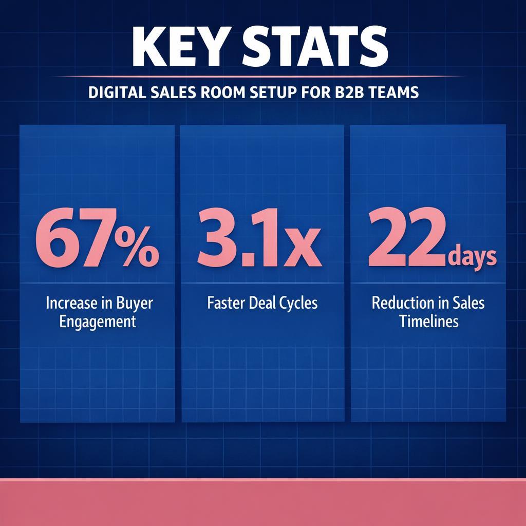 Digital Sales Room Setup — key stats, steps and framework infographic for B2B revenue teams | Revspire