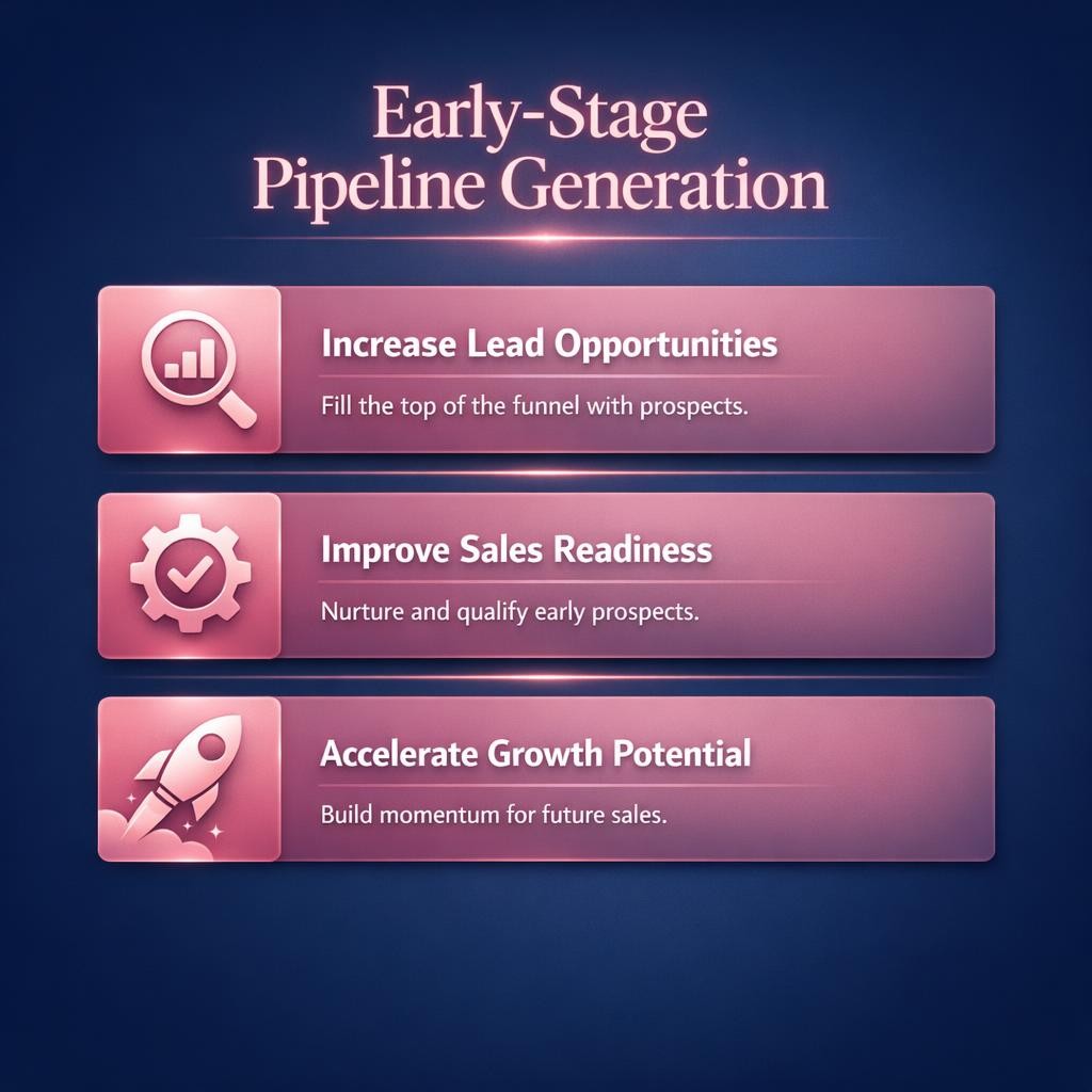Early-Stage Pipeline Generation — key stats, steps and framework infographic for B2B revenue teams | Revspire