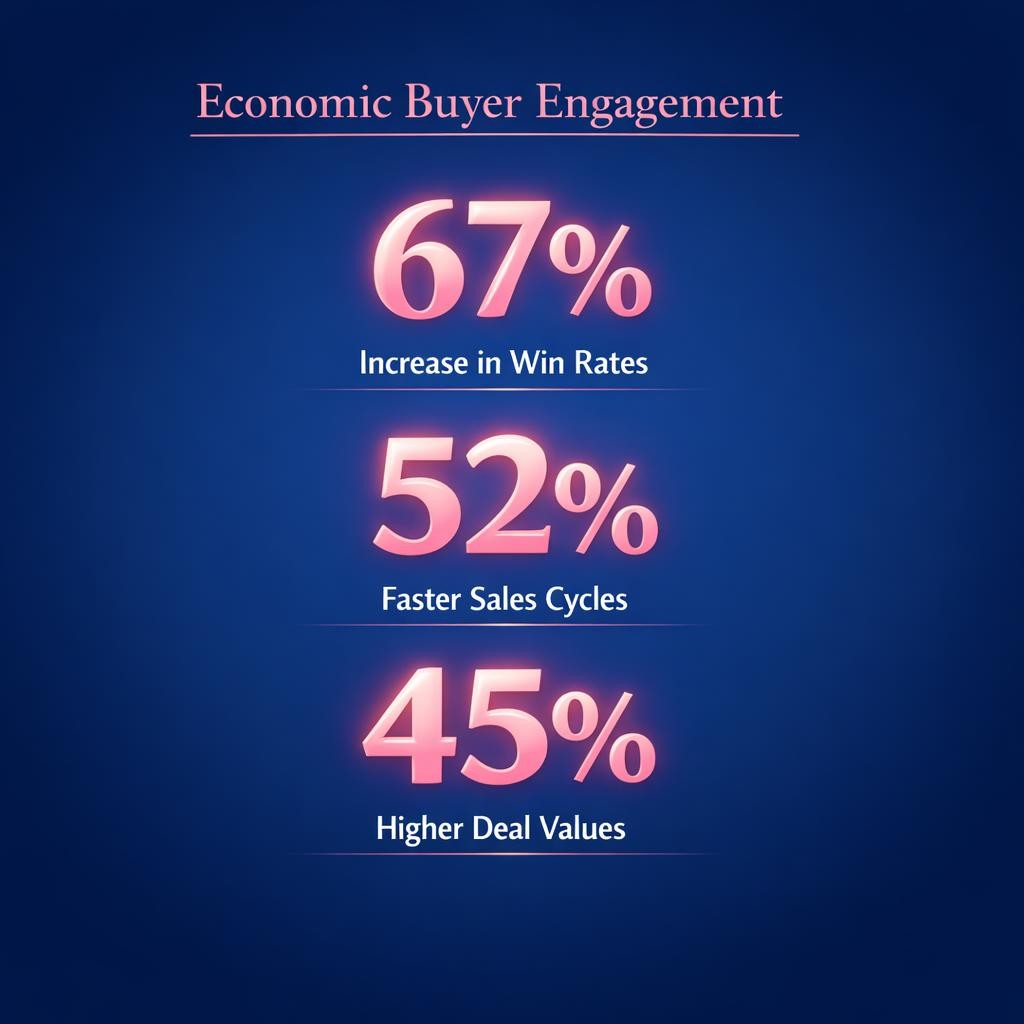 Economic Buyer Engagement — key stats, steps and framework infographic for B2B revenue teams | Revspire