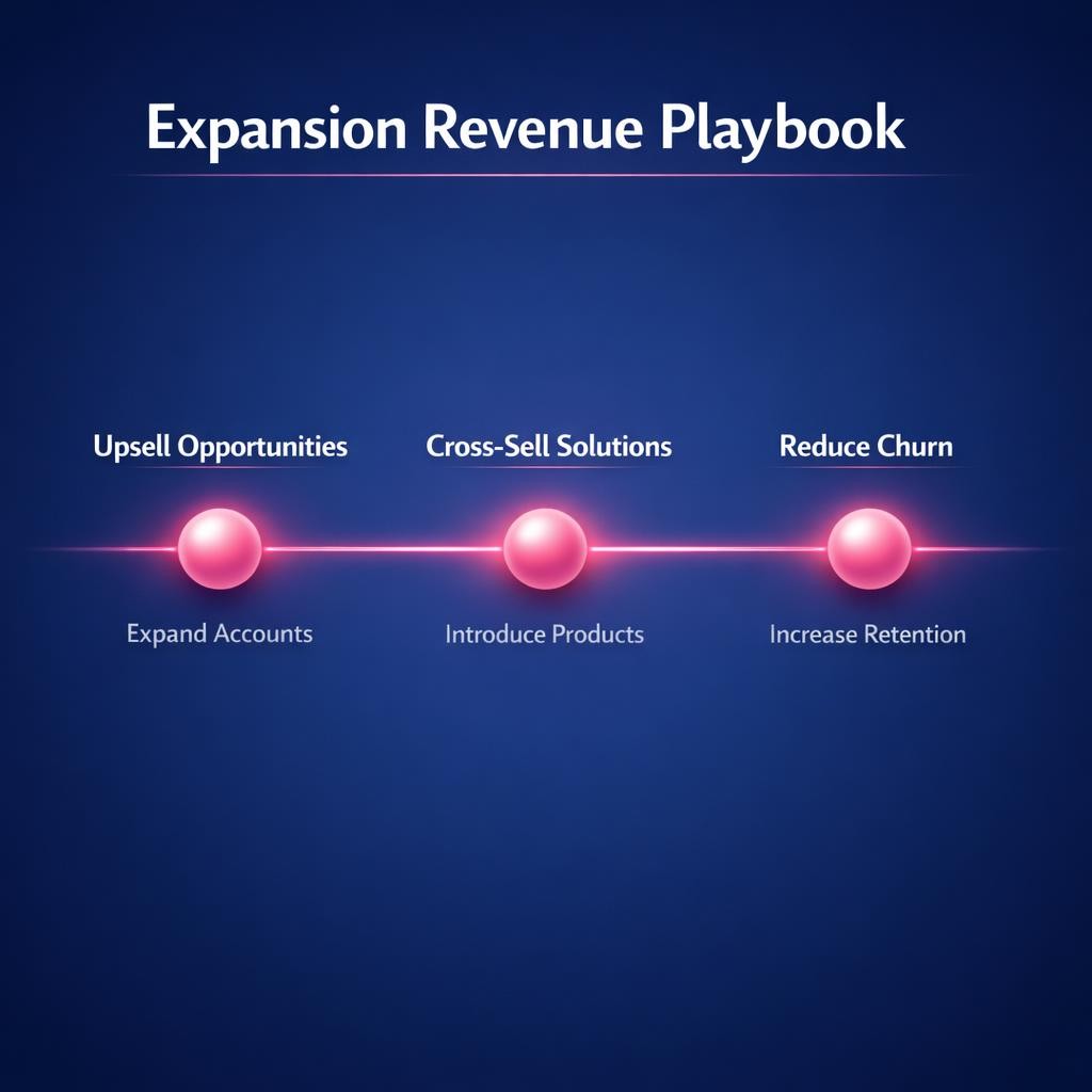 Expansion Revenue Playbook — key stats, steps and framework infographic for B2B revenue teams | Revspire