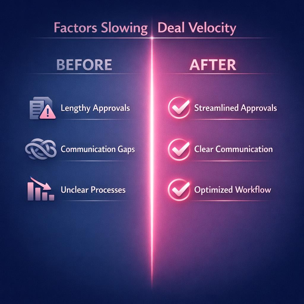 Factors Slowing Deal Velocity — key stats, steps and framework infographic for B2B revenue teams | Revspire