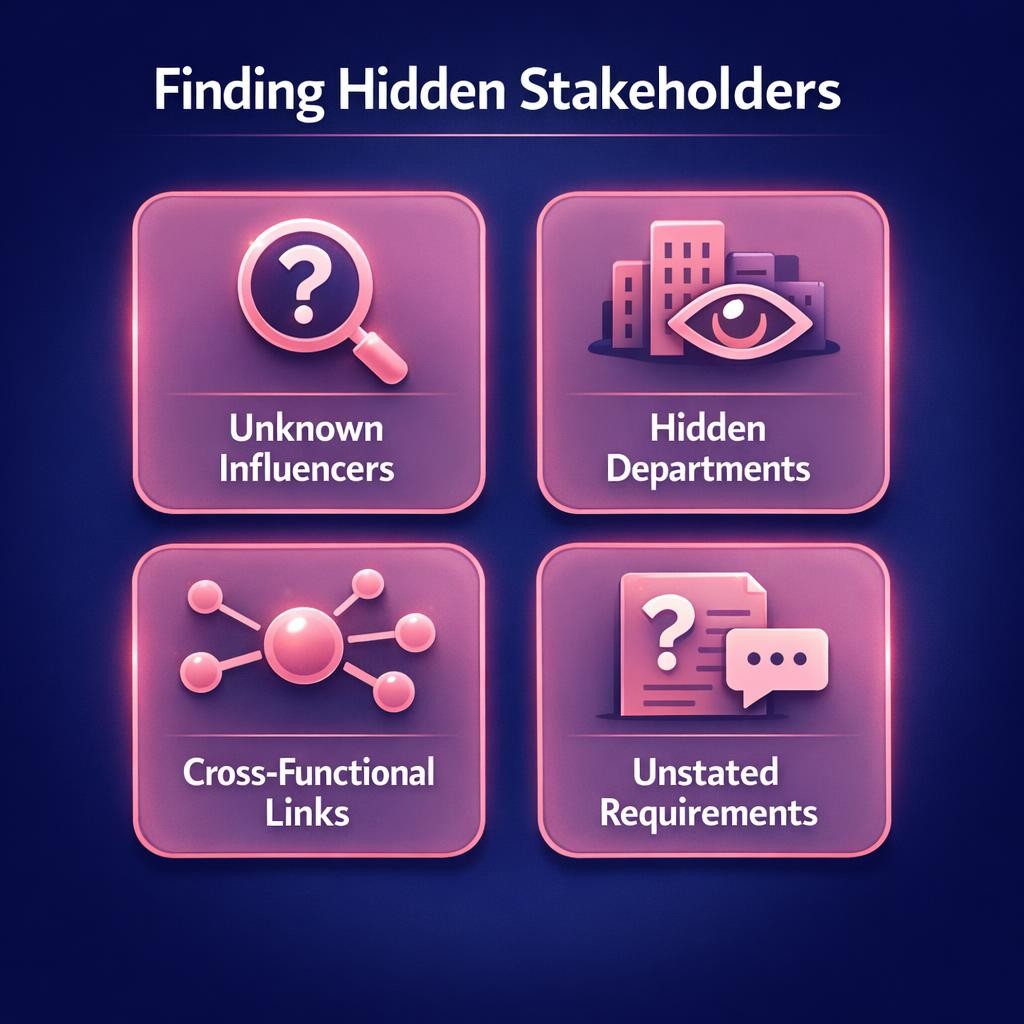Finding Hidden Stakeholders — key stats, steps and framework infographic for B2B revenue teams | Revspire